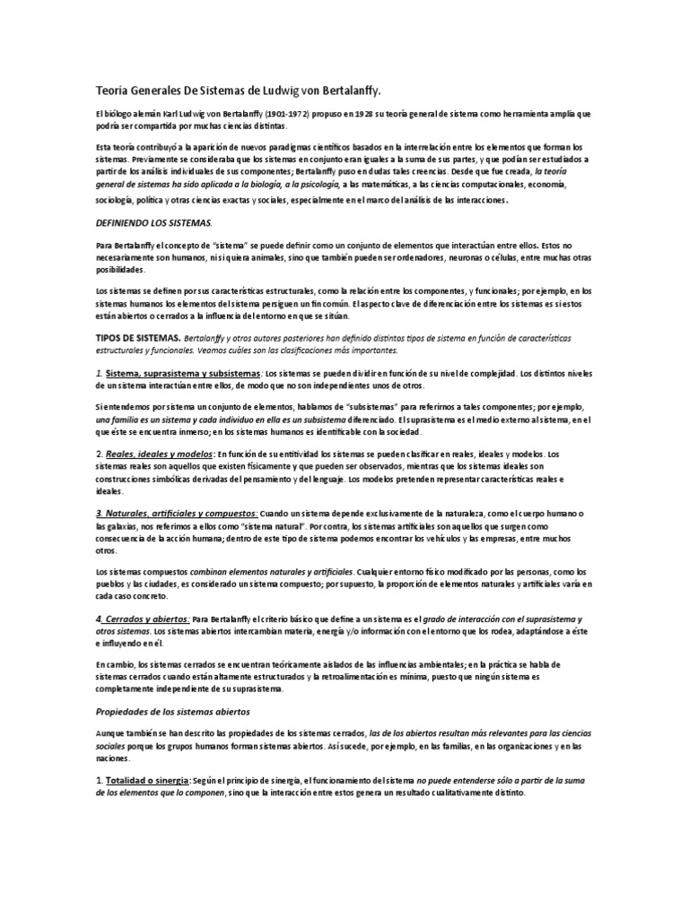Teoria General De Sistemas Ludwig Von Bertalanffy Pdf
