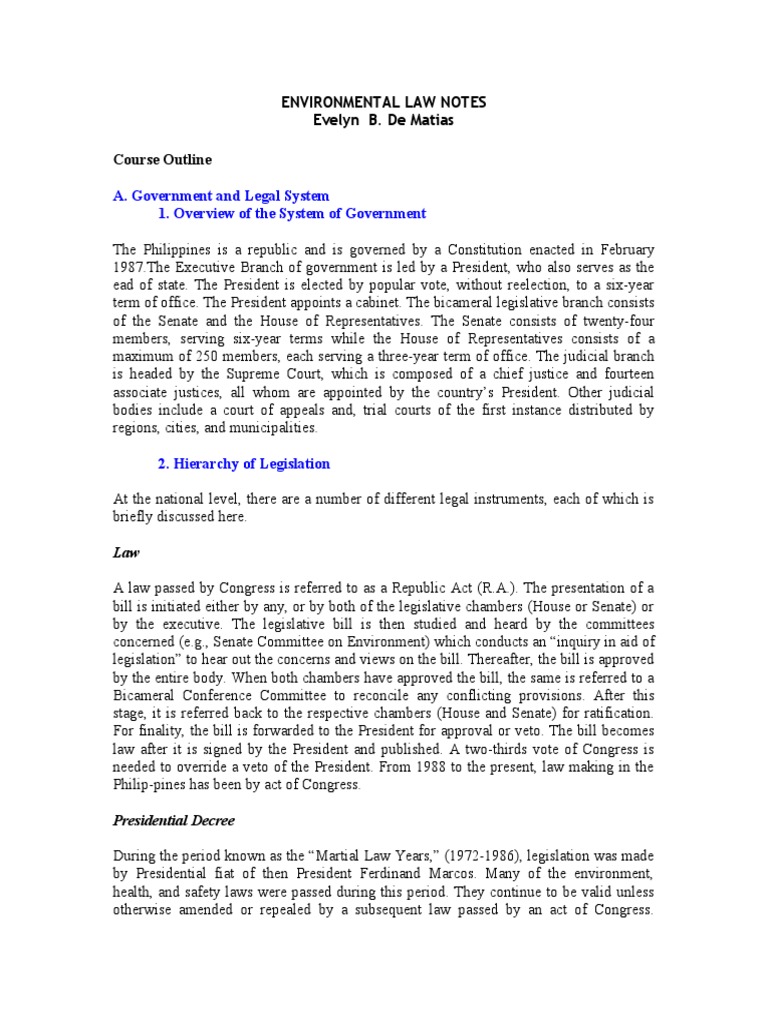 Environmental Law Notes Pdf