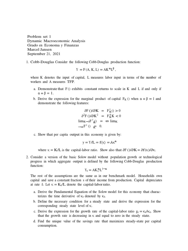 Problem Set I | PDF