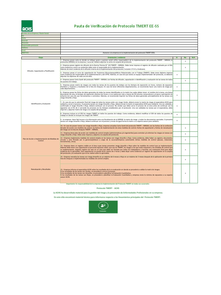 Matriz Madre Herramienta Gestion Protocolo Tmert Eess - Food V3 | PDF ...