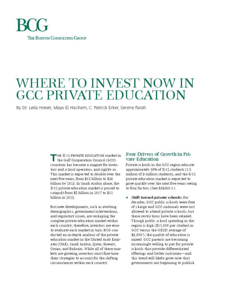 BCG Where Invest Now GCC Private Education v4 - tcm37 190607 | PDF ...