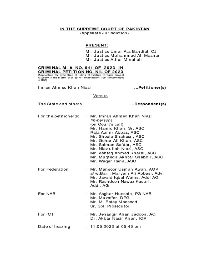 In The Supreme Court of Pakistan PDF