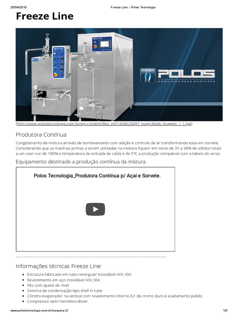 Equipamento de Sorvete Freeze Line | PDF | Finanças e Administração de ...