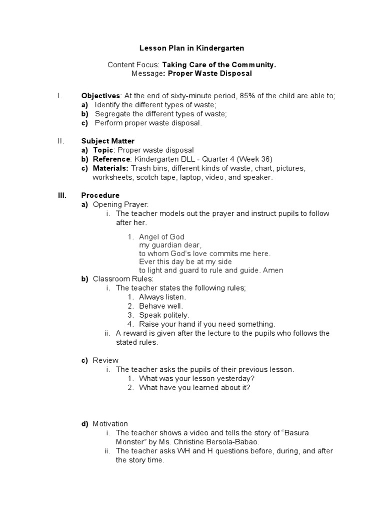 Sample Lesson Plan Format Pdf Teachers Waste