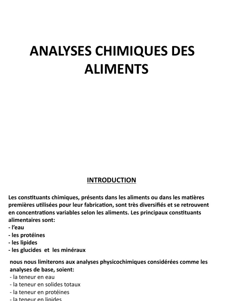 Analyse Des Aliments | PDF | Substances chimiques | Nutrition