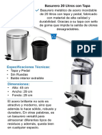 Ficha Tecnica Basurero 20LT Acero