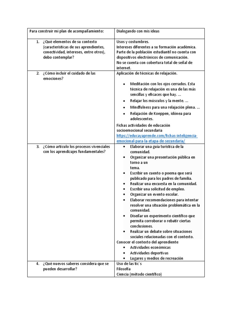 Construir Plan de Acompañamiento | PDF