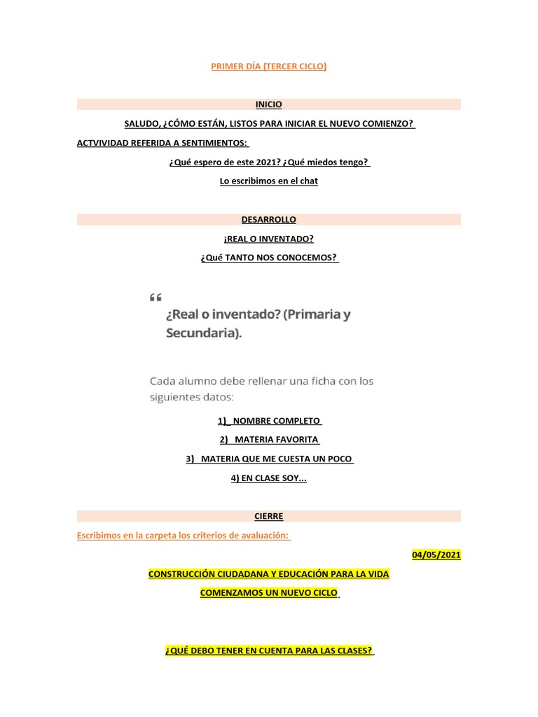 Primer Día | PDF