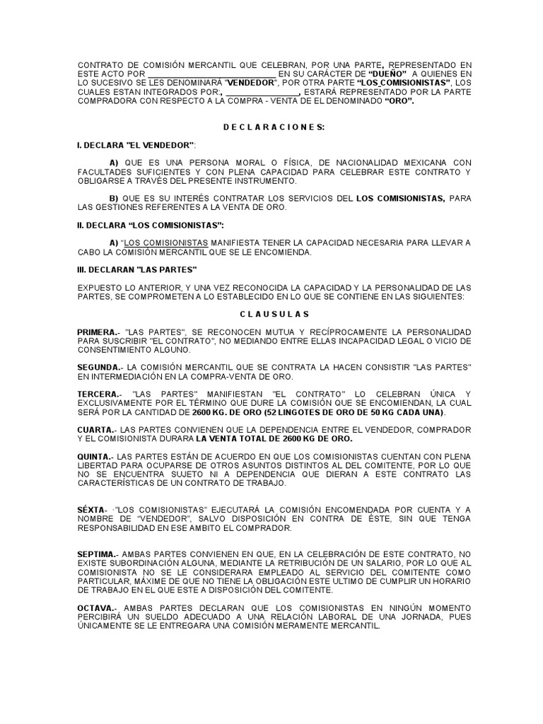 Contrato de Comision | PDF