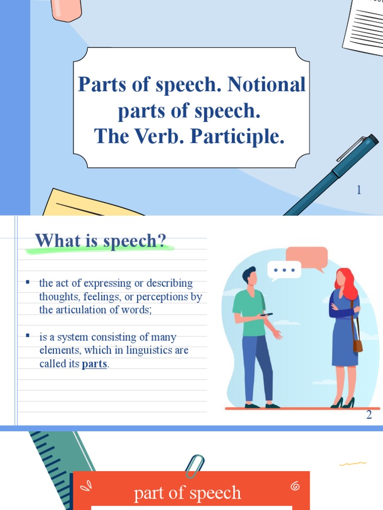 Parts of speech. Notional parts of speech. The Verb. Participle. PDF Part Of Speech Verb