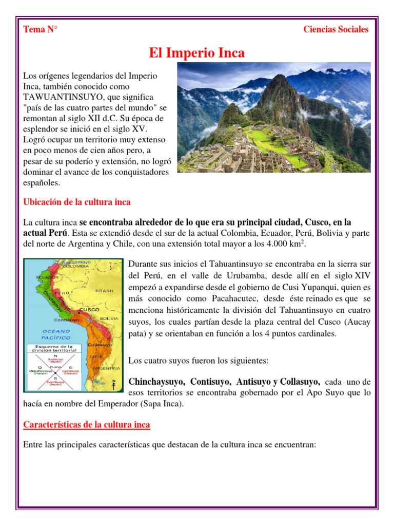 La Cultura Inca PDF | PDF | Imperio Inca