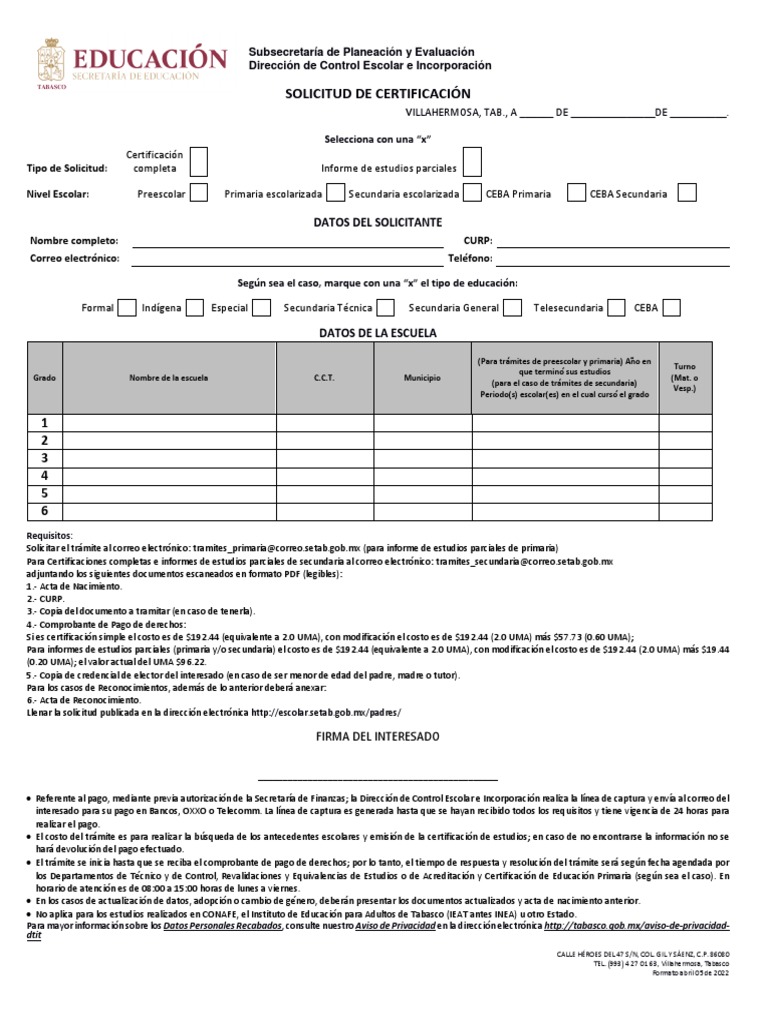 Solicitud de Certificado de Secundaria | PDF | Educación Secundaria