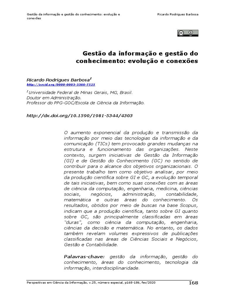 Gestão Da Informação E A Gestão Do Conhecimento Evolução E Conexões