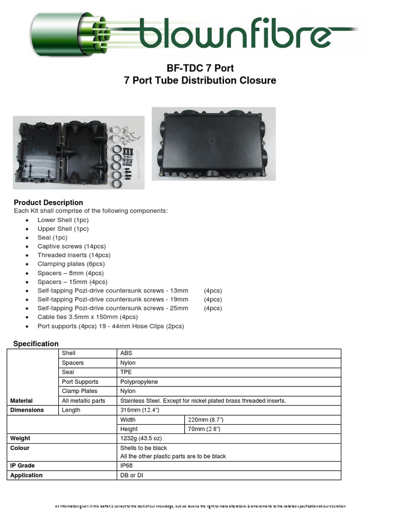 7 Port Tube Distribution Closure Specs | PDF