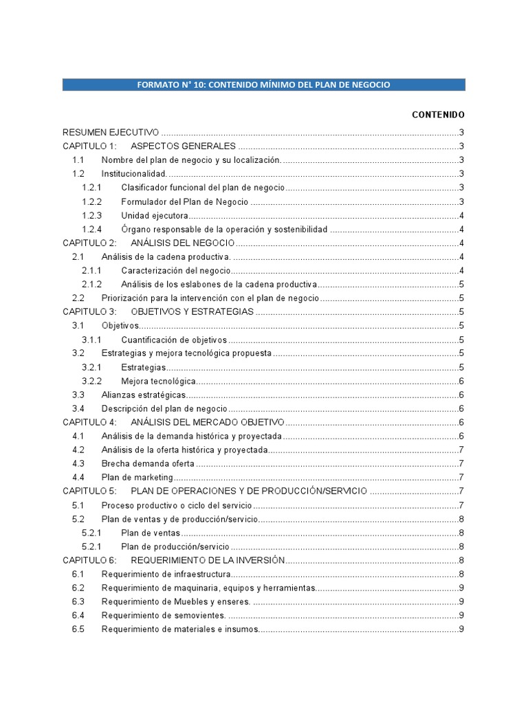 Contenido Esencial del Plan de Negocio | PDF | Presupuesto | Oferta ...