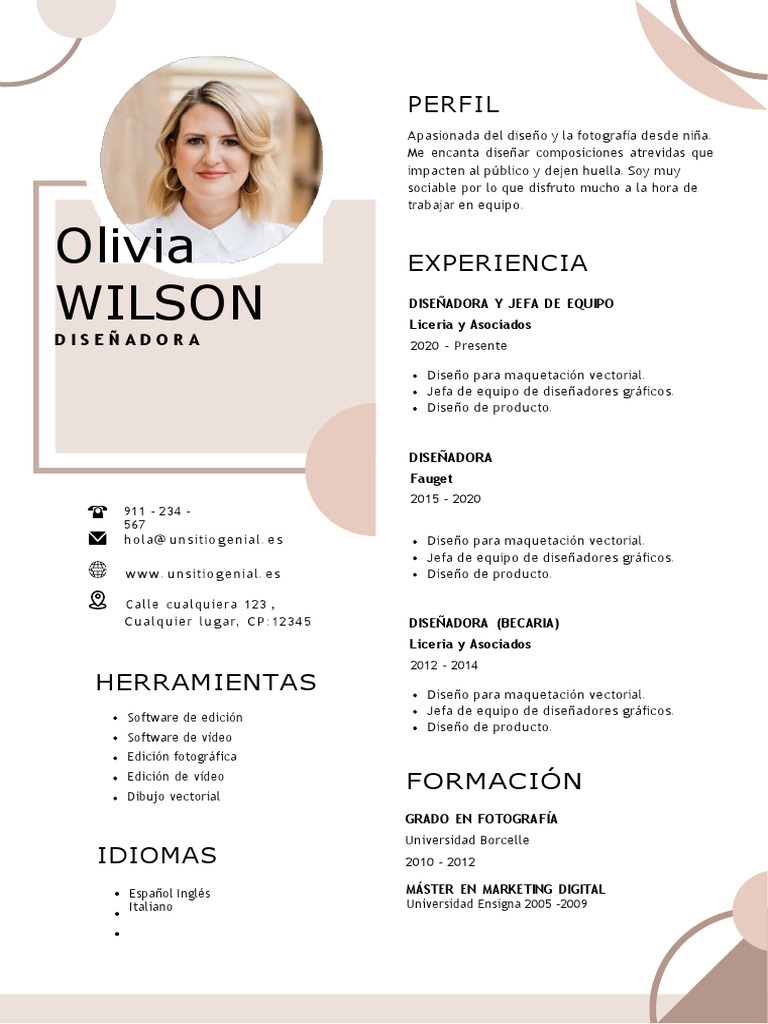 Currículum Vitae CV Minimalista Sencillo Marrón Beige Pastel | PDF