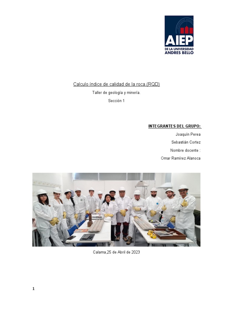 Calculo RQD | PDF | Perforación | Laboratorios