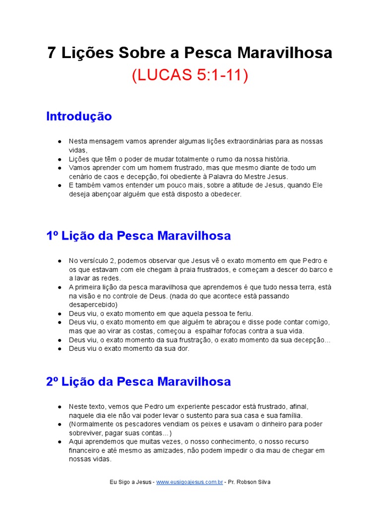 07 - 7 Licoes Sobre A Pesca Maravilhosa | PDF