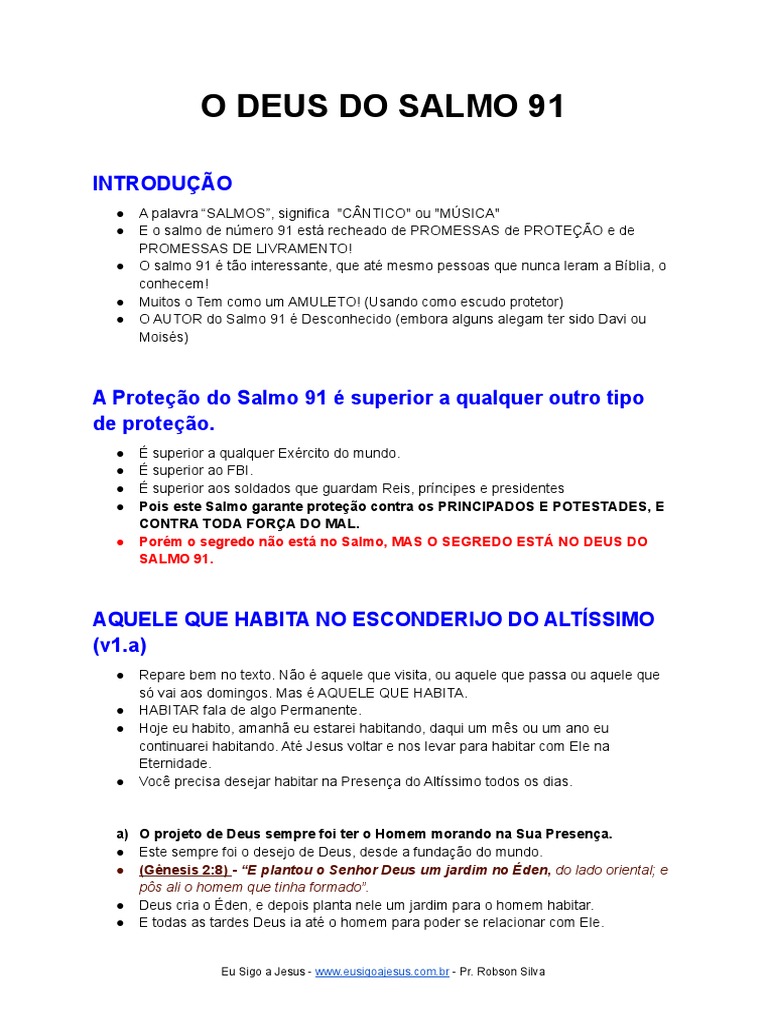 09 - o Deus Do Salmo 91 | PDF | Deus | Jesus