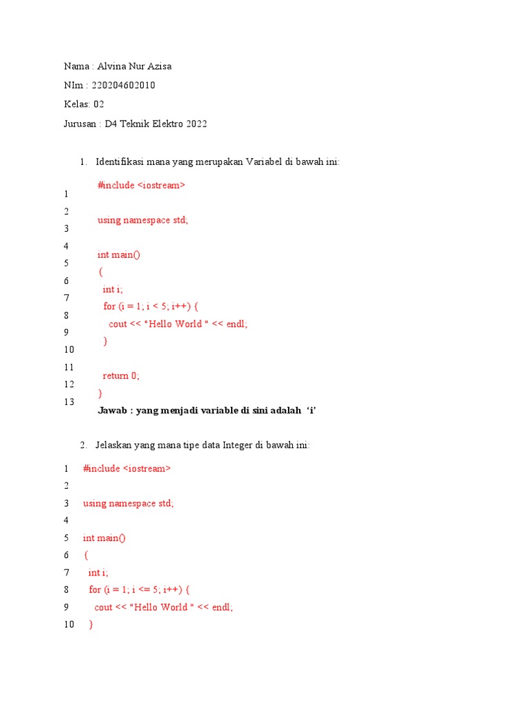 Operator Dalam Algoritma Pengulangan C++ | PDF | Teknologi & Rekayasa