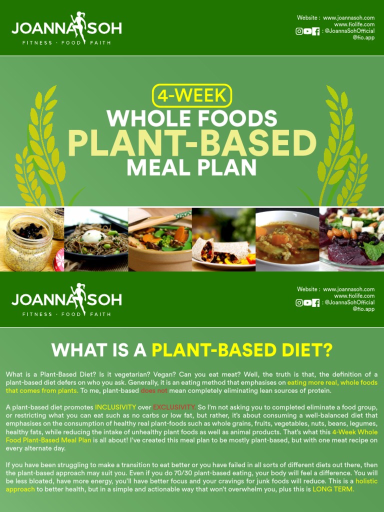 4-Week Whole Food Plant-Based Plan | PDF | Diet (Nutrition) | Diet &  Nutrition