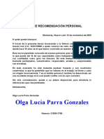 Carta de Recomendacion Personal Sencilla