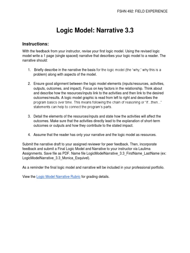Logic Model Narrative 3 PDF Bone Patient