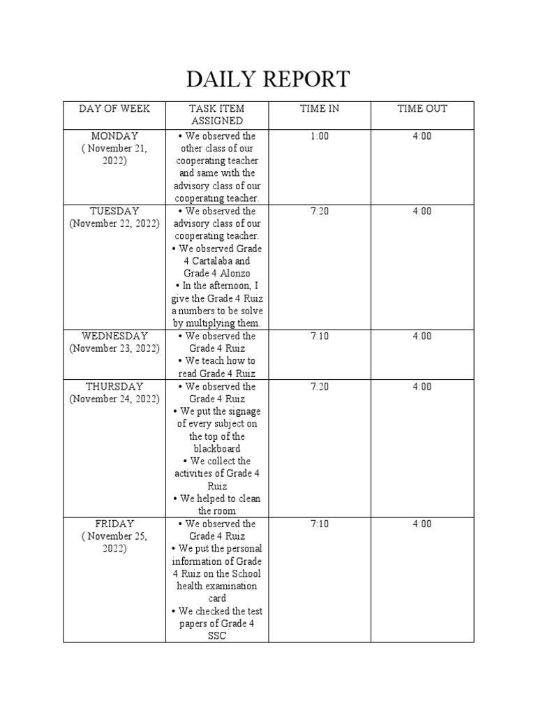 Daily Report Pdf