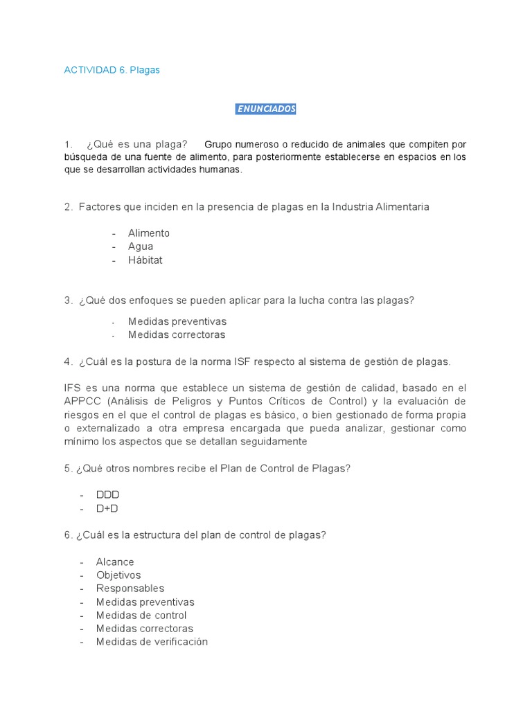 Control de Plagas en la Industria Alimentaria | PDF | Análisis de ...
