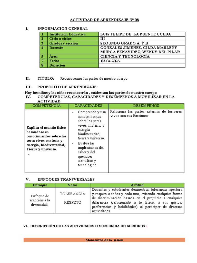Partes Del Cuerpo | PDF | Evaluación