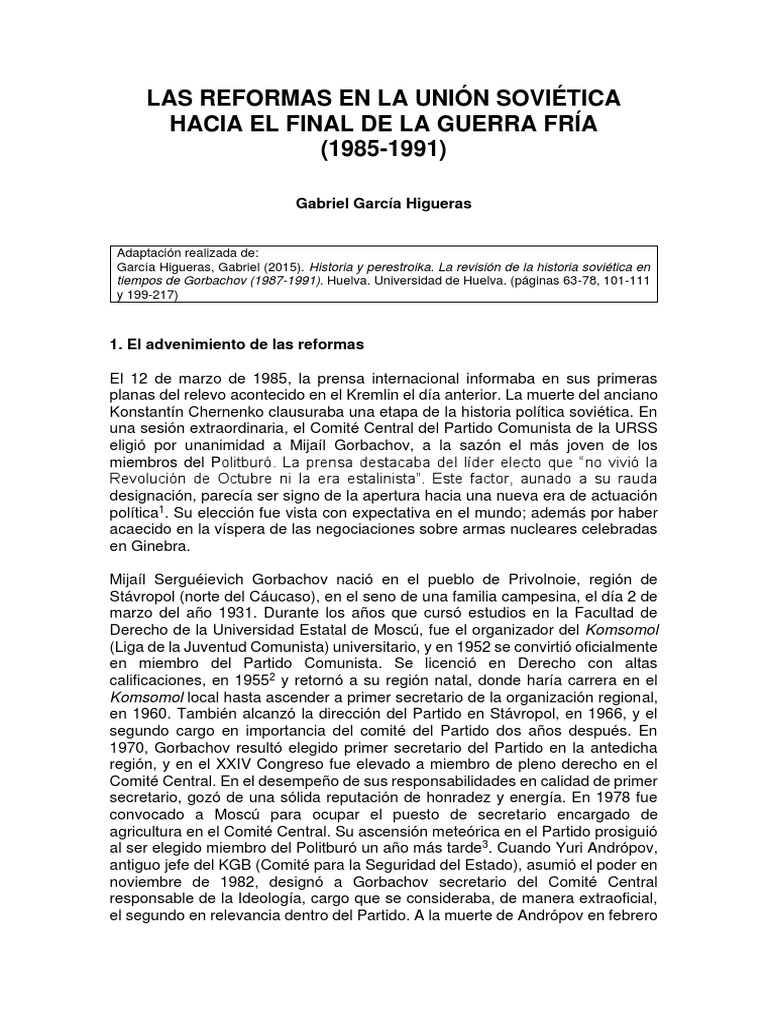 Lectura 03 Las Reformas en La Unión Soviética Hacia El Final de La