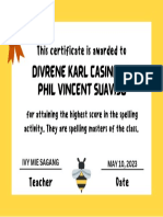Spelling Bee Certificate PDF