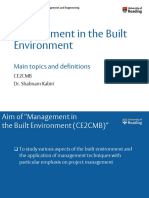 CE2CBM-2022 - 23-Management in The Built Environment - Main Topics and Definitions PDF