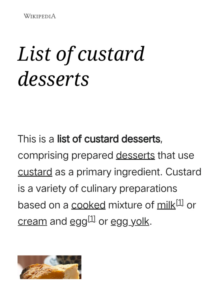 List of custard desserts Wikipedia PDF Custard Desserts