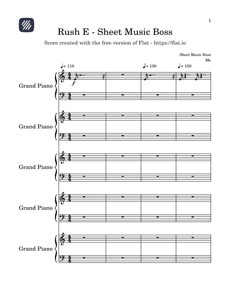 Rush E - Sheet Music Boss | PDF | Piano | The Arts