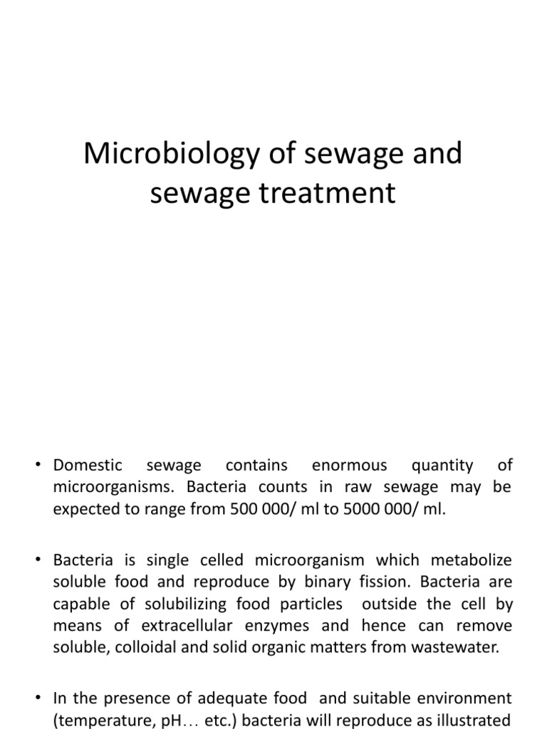 Microbiology of Sewage and Sewage Treatment | PDF | Sewage Treatment ...