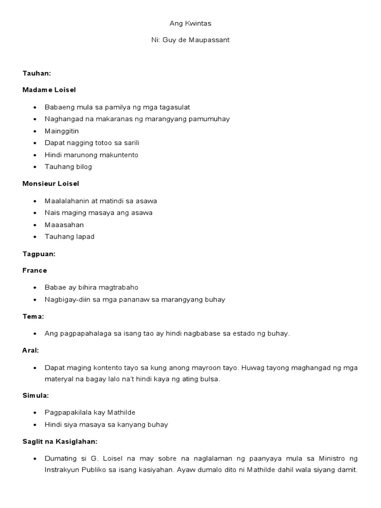 Ang Kwintas | PDF