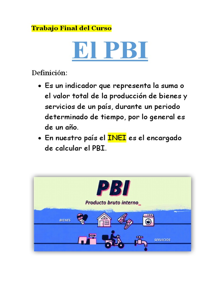 Definición y Cálculo del PBI | PDF | Finanzas y dinero