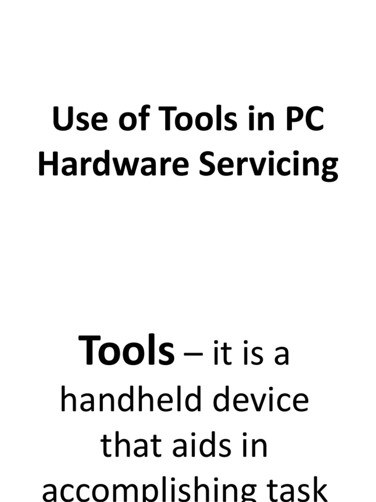 Tools in PC Hardware Servicing PDF Electrostatic Discharge Tools