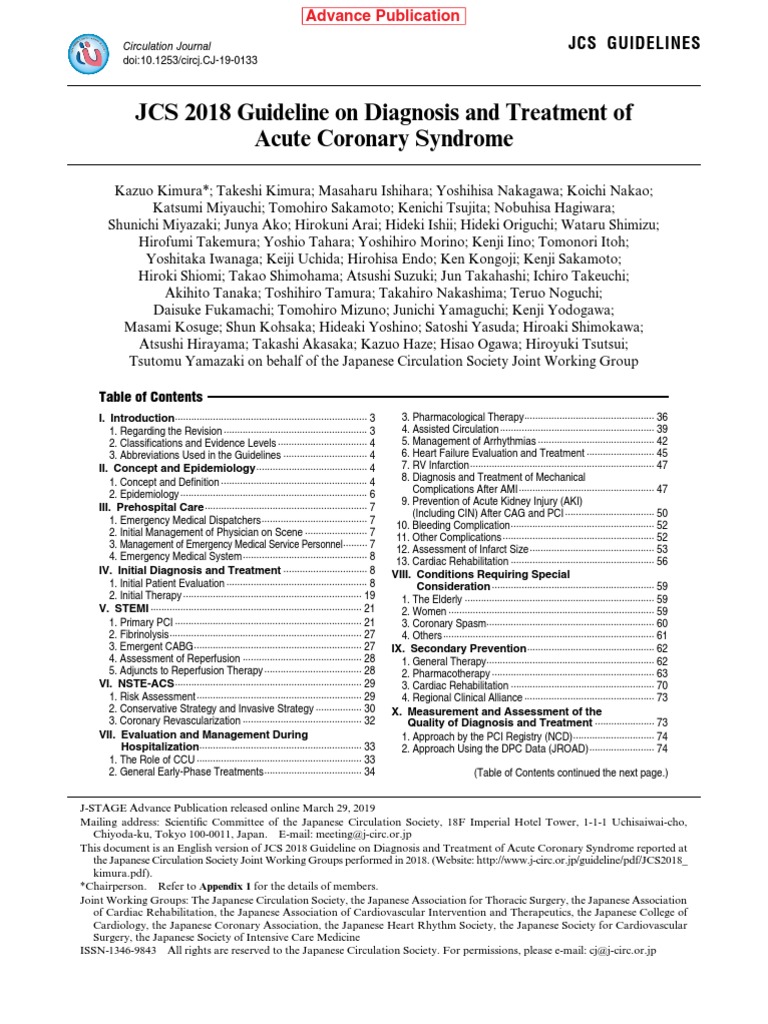 JCS2018 Guideline ACS PDF PDF Myocardial Infarction Atheroma
