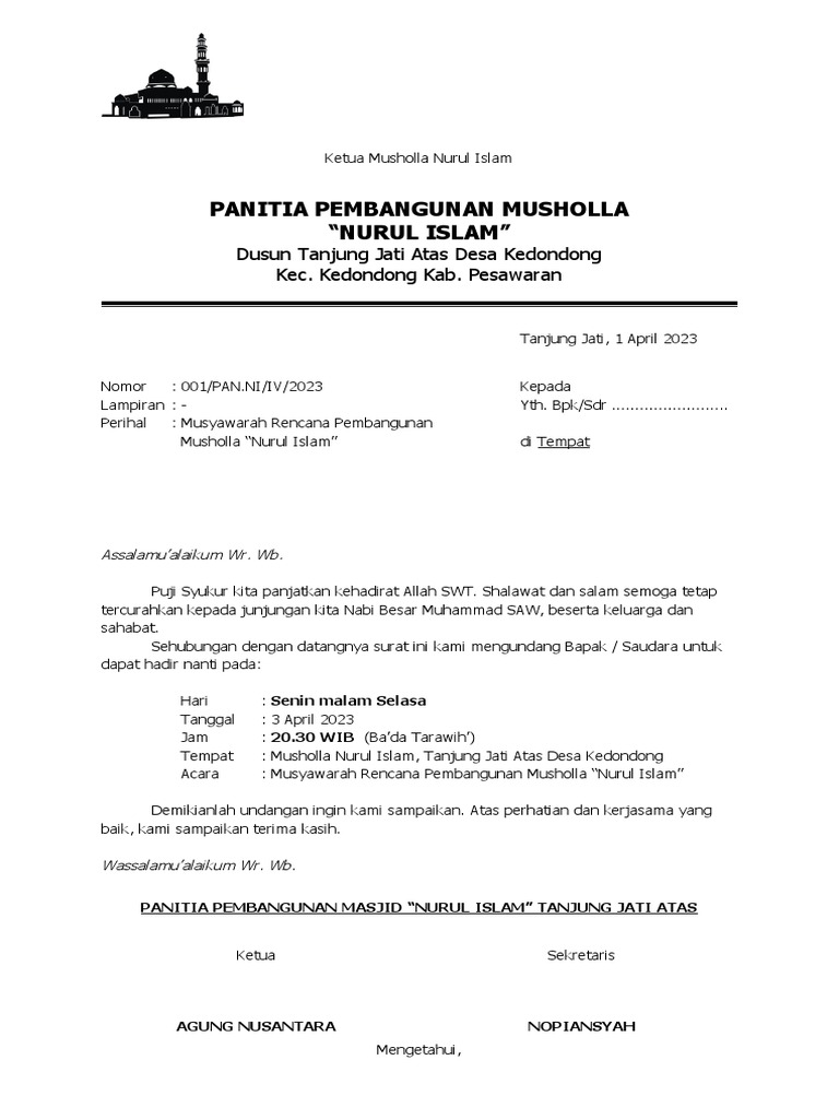 Undangan Musholla Nurul Islam | PDF