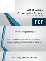 Energy Conservation Actions List