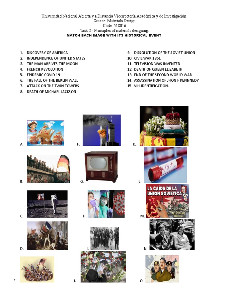 Match Each Image With Its Historical Event | PDF