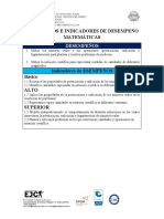 Desempeños e indicadores de desempeño en matemáticas