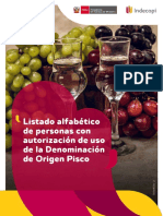 Listado Alfabético de Personas Con Autorización de Uso de La Denominación de Origen Pisco PDF