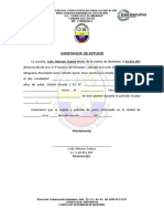 Constancia de estudio en U.E. Francisco de Miranda