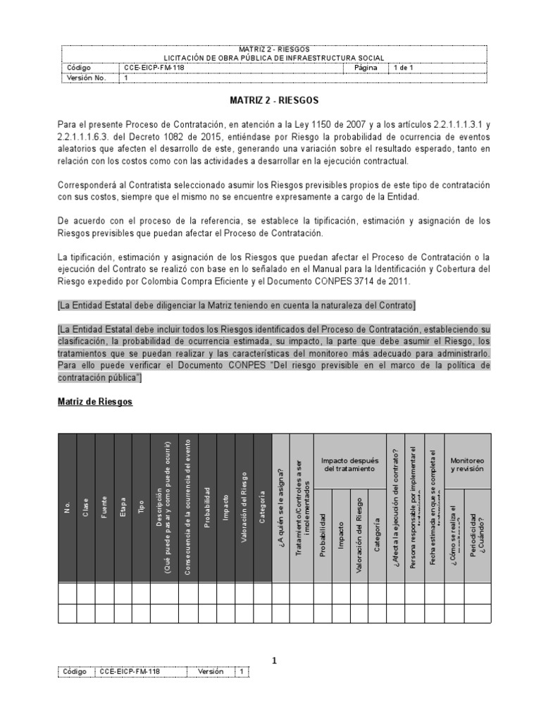 Matriz de Riesgos en Licitación Pública | PDF | Probabilidad