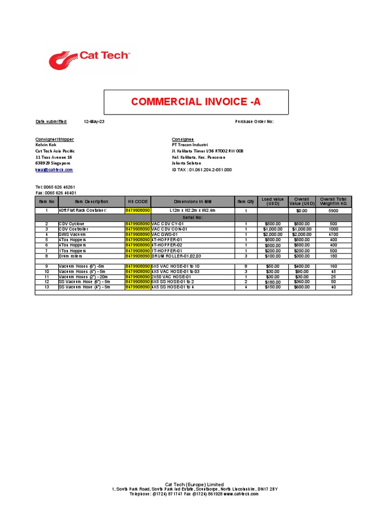 Packing List for Shipping Equipment | PDF | Information And ...