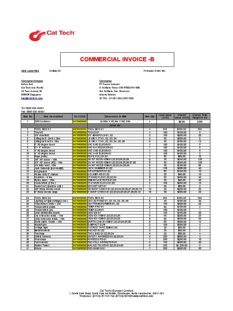 Packing List-B 20ft Container | PDF | Rope | Manufactured Goods