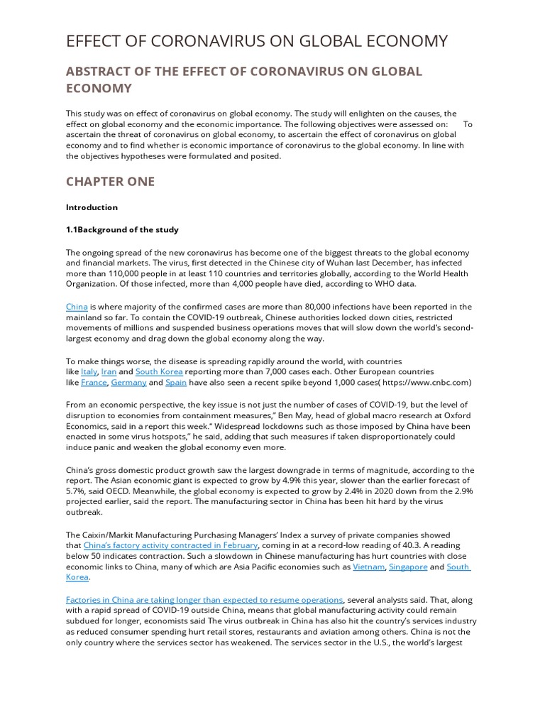 Effect of Coronavirus On Global Economy | PDF | Economies
